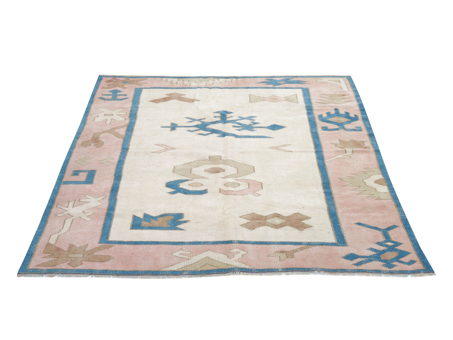 Vintage Rug 5x6, Turkish Anatolia Rug, Handmade Area Floor Rug, Oushak Rug, Carpet Rug, Scandinavian Rug, Living Room Rug, Turkey Rug, 9081