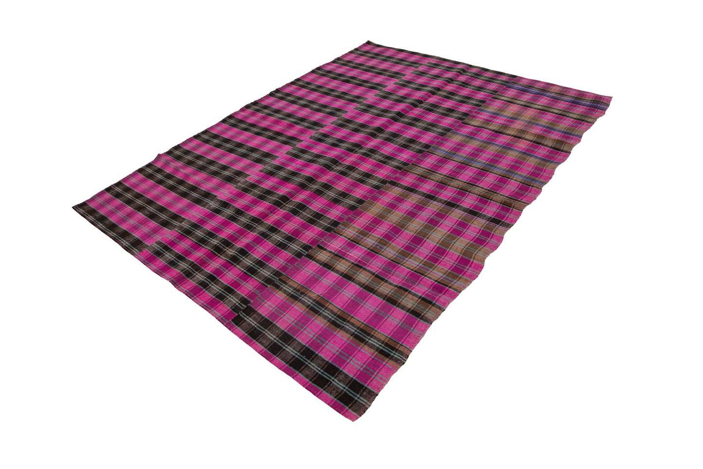 Pink Boho Fine Kilim rug, Check Pattern 6x8 Area Kilim rug, TURKİSH VİNTAGE RUG, Floor rug ,Unique rug, Old rug ,Plaid rug ,Chic rug,7260