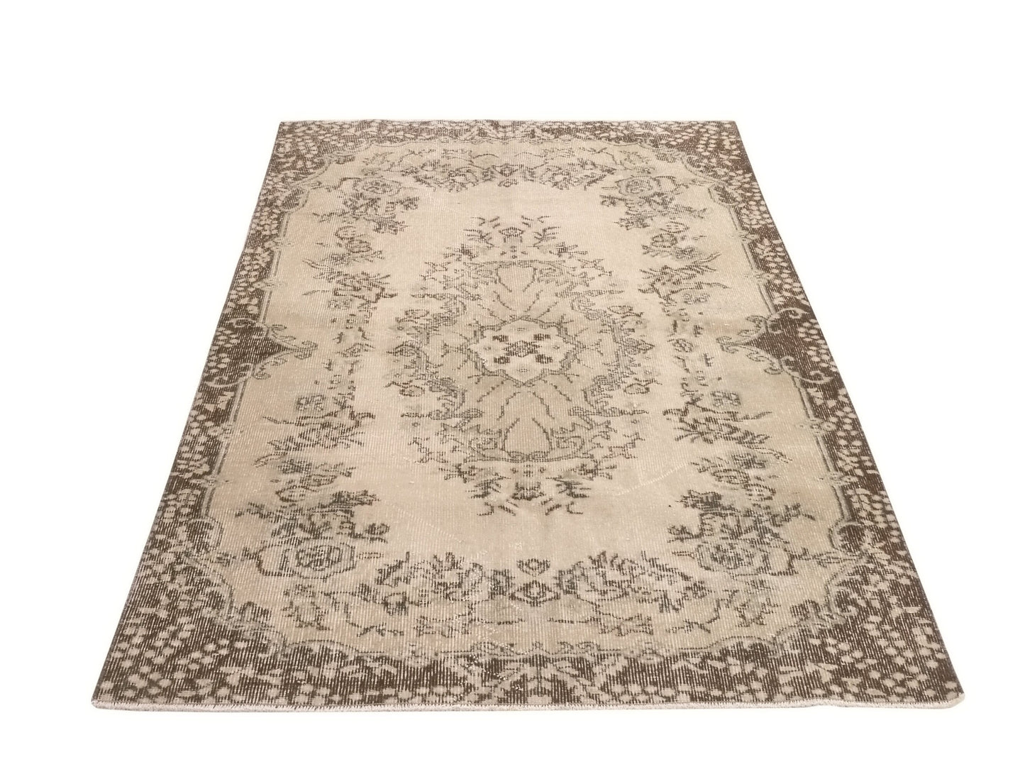 Neutral Rug, Beige Small Rug, Vintage Carpet, Turkish Carpet, Area Rug, 4x7 Rug, Faded Oushak Rug, Wool Handmade Rug, Entryway rug, 8951