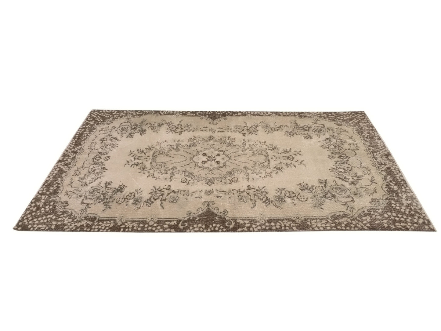 Neutral Rug, Beige Small Rug, Vintage Carpet, Turkish Carpet, Area Rug, 4x7 Rug, Faded Oushak Rug, Wool Handmade Rug, Entryway rug, 8951