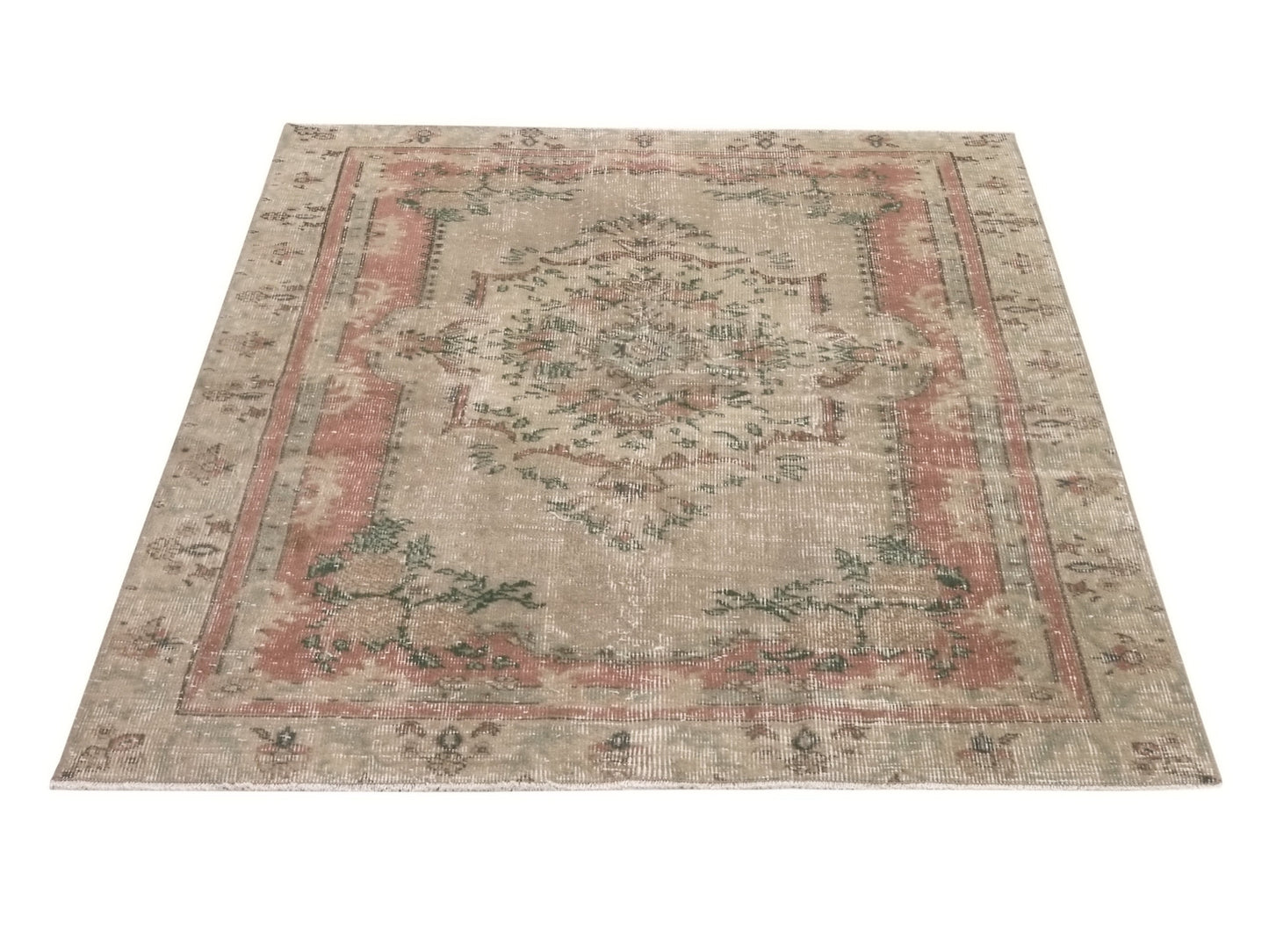 Vintage Rug, Anatolia Rug, Oushak Rug , Handmade rug, Neutral Rug, Small Rug, 4x5 Rug ,Wool Rug , Turkey rug, One of a kind Rug, 9635