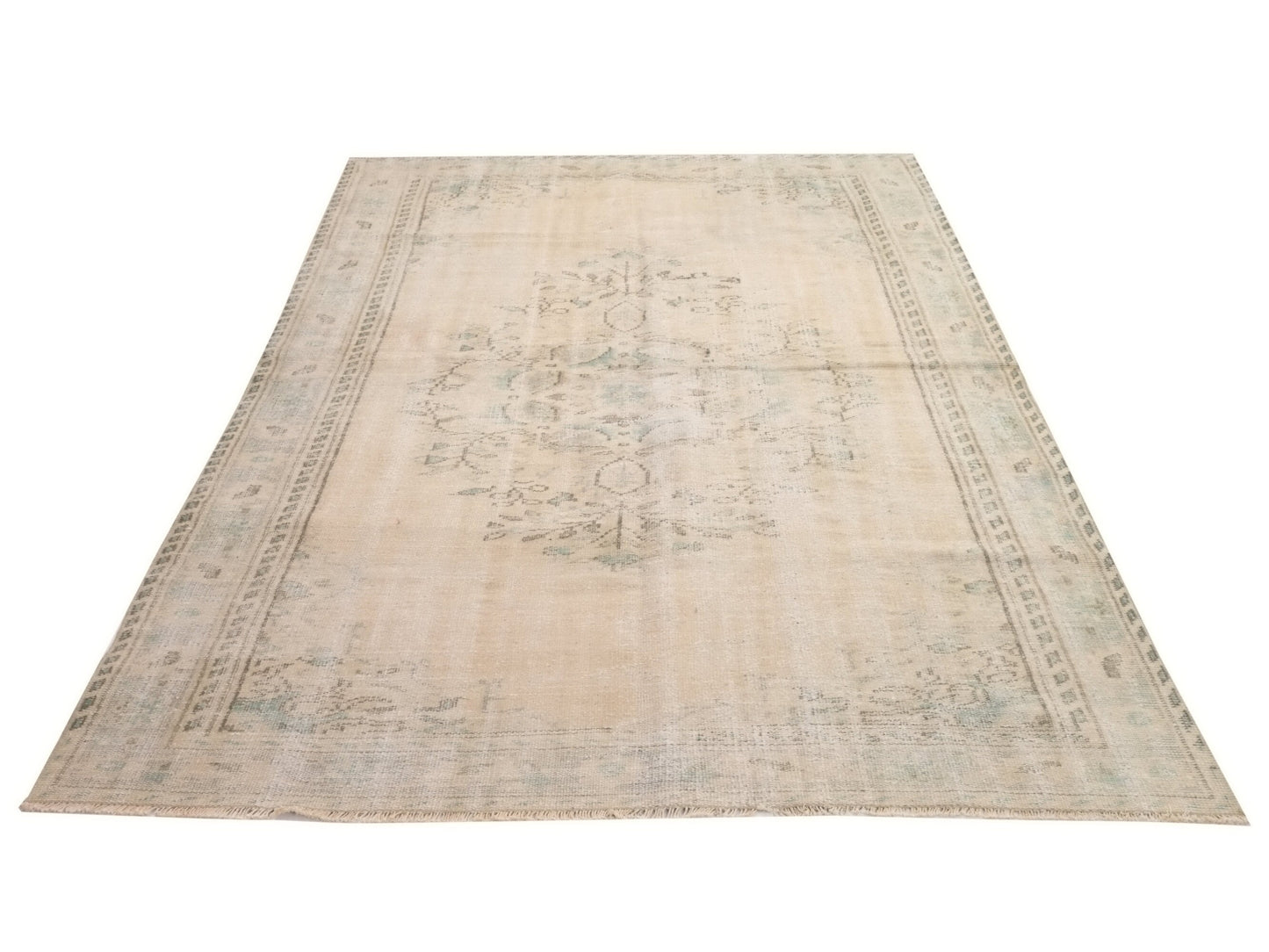 Turkish Neutral Rug, Vintage Rug, Area Rug, Beige Rug 6x9, Faded Rug, Muted Handmade Oushak Rug, Bedroom rug, Entryway rug, 9479