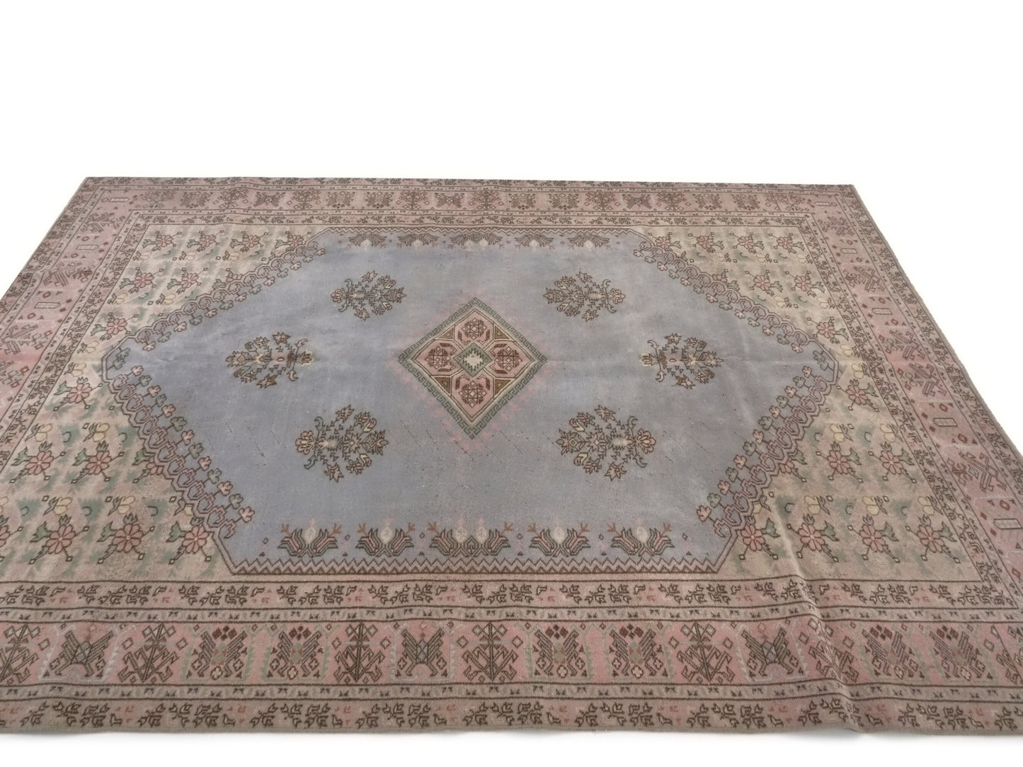 Soft Blue Oushak Rug, Turkish Oushak Rug, Vintage Rug, Area rug 7x10, Handmade rug, Anatolia rug, Wool Rug, Living room rug, Carpet rug,9011