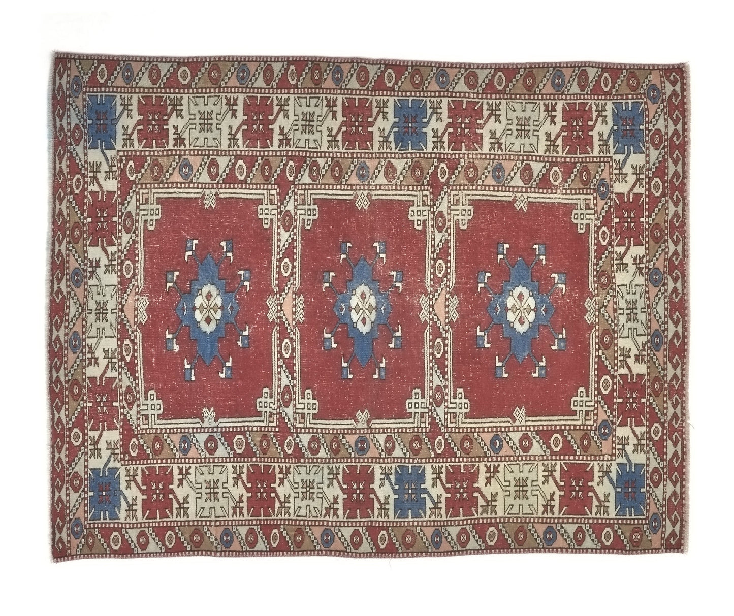 Orient Oushak Rug, Small Area Rug, 5x6 Rug, Vintage Turkish Oushak Rug, Anatolia Carpet rug, Handmade Wool Rug Made in Turkey 1970's , 8954