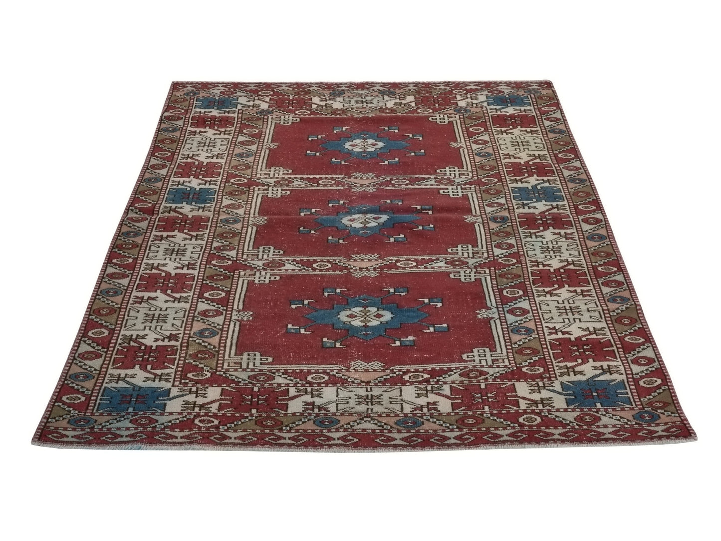 Orient Oushak Rug, Small Area Rug, 5x6 Rug, Vintage Turkish Oushak Rug, Anatolia Carpet rug, Handmade Wool Rug Made in Turkey 1970's , 8954