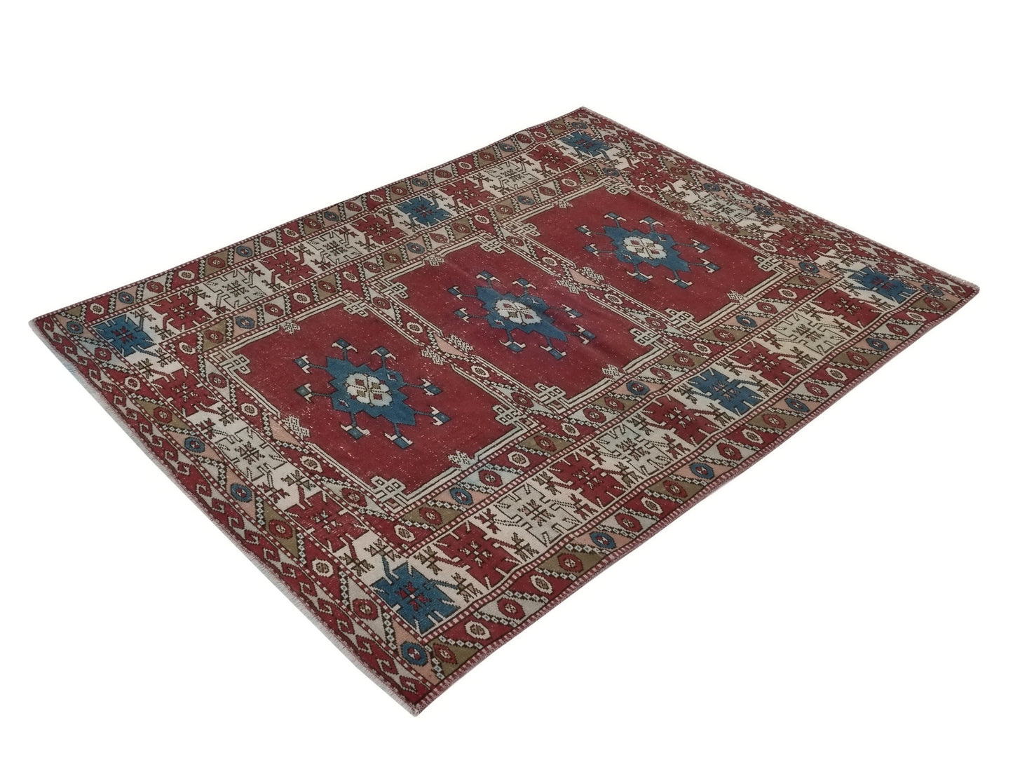 Orient Oushak Rug, Small Area Rug, 5x6 Rug, Vintage Turkish Oushak Rug, Anatolia Carpet rug, Handmade Wool Rug Made in Turkey 1970's , 8954