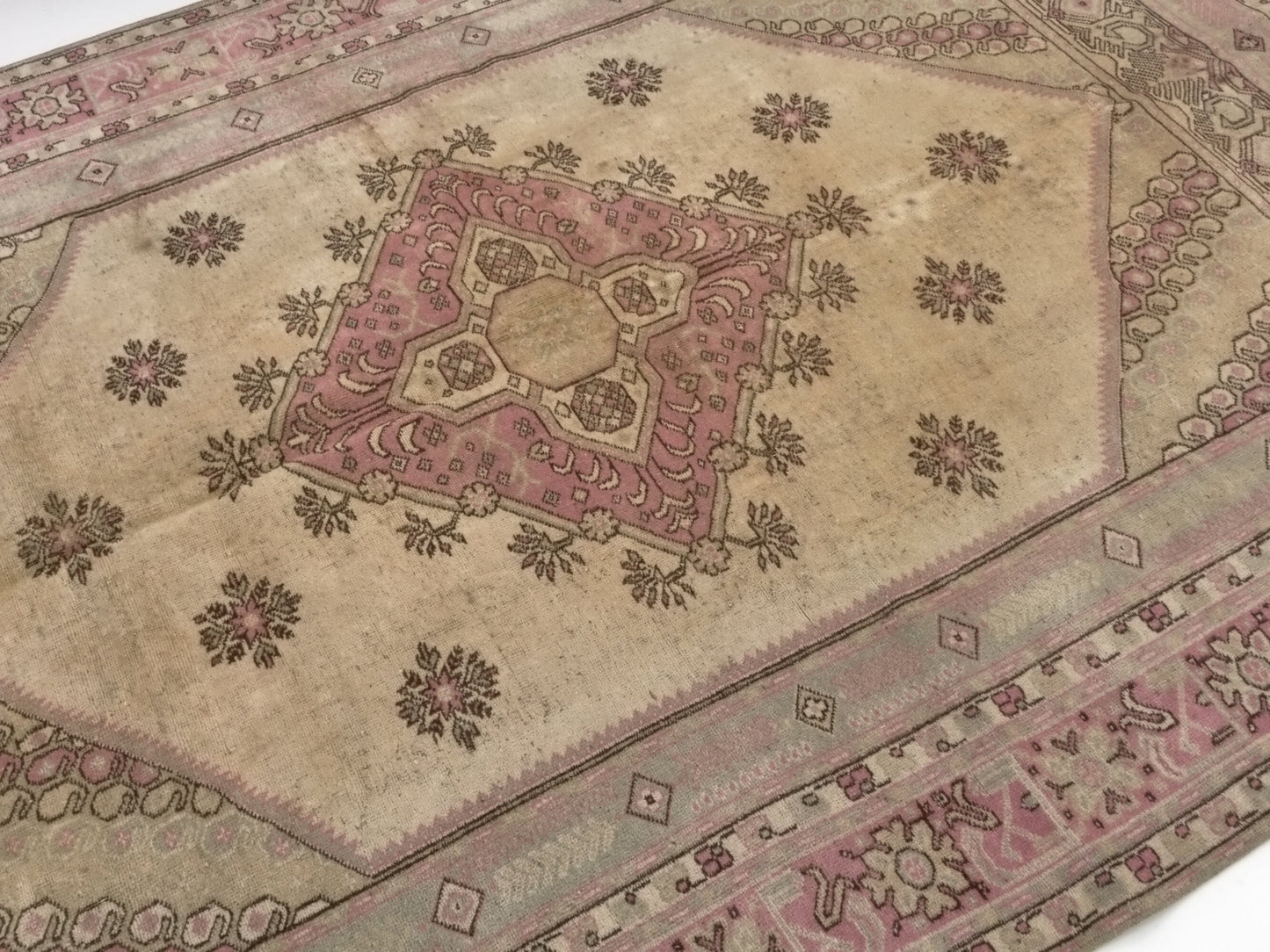 Turkish Rug Neutral 7x11, Vintage Oushak Rug, Large Area Rug, Handmade Wool Carpet rug, Anatolia Faded Rug, One of a kind rug, Home Rug,8961