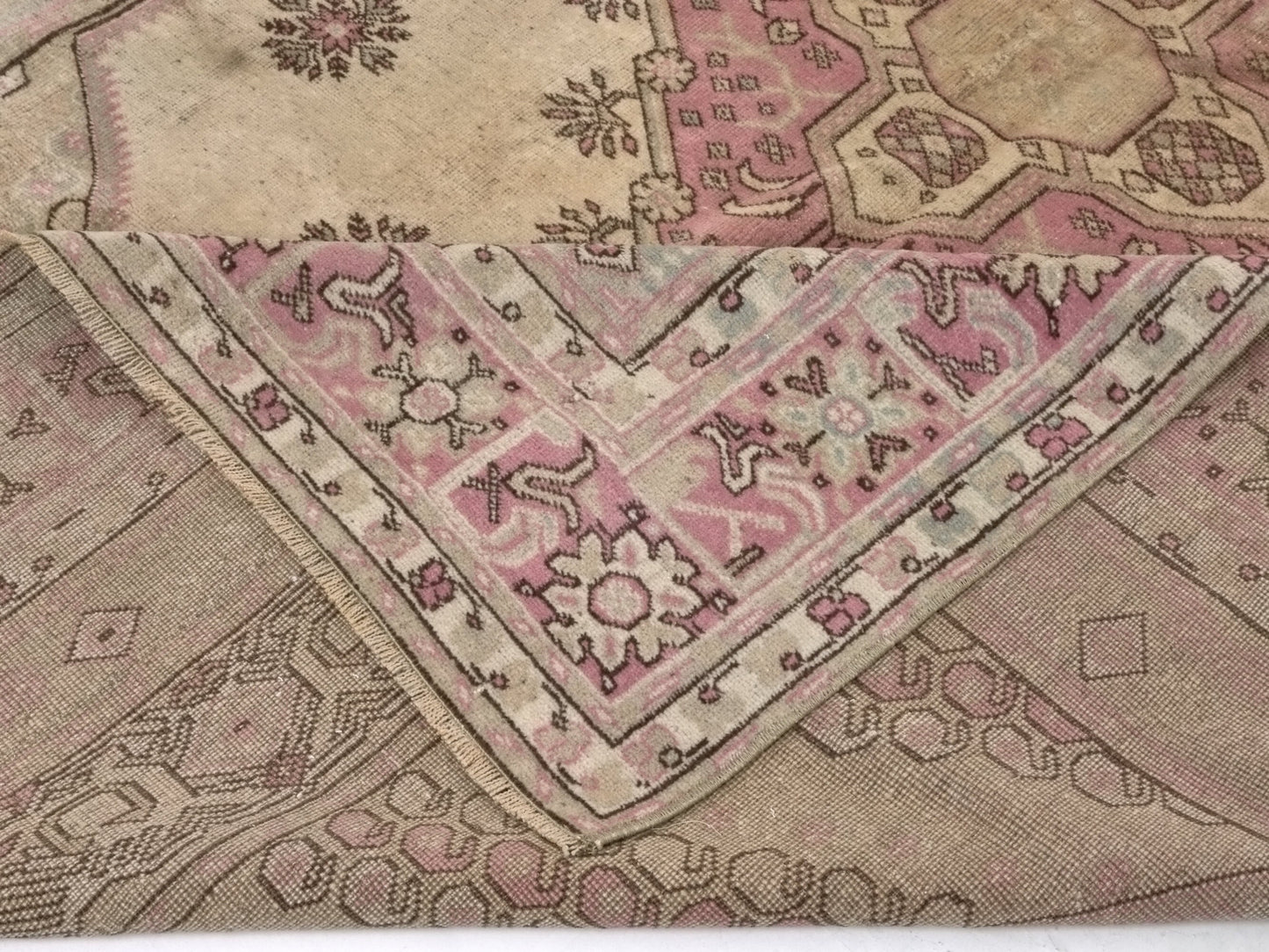 Turkish Rug Neutral 7x11, Vintage Oushak Rug, Large Area Rug, Handmade Wool Carpet rug, Anatolia Faded Rug, One of a kind rug, Home Rug,8961