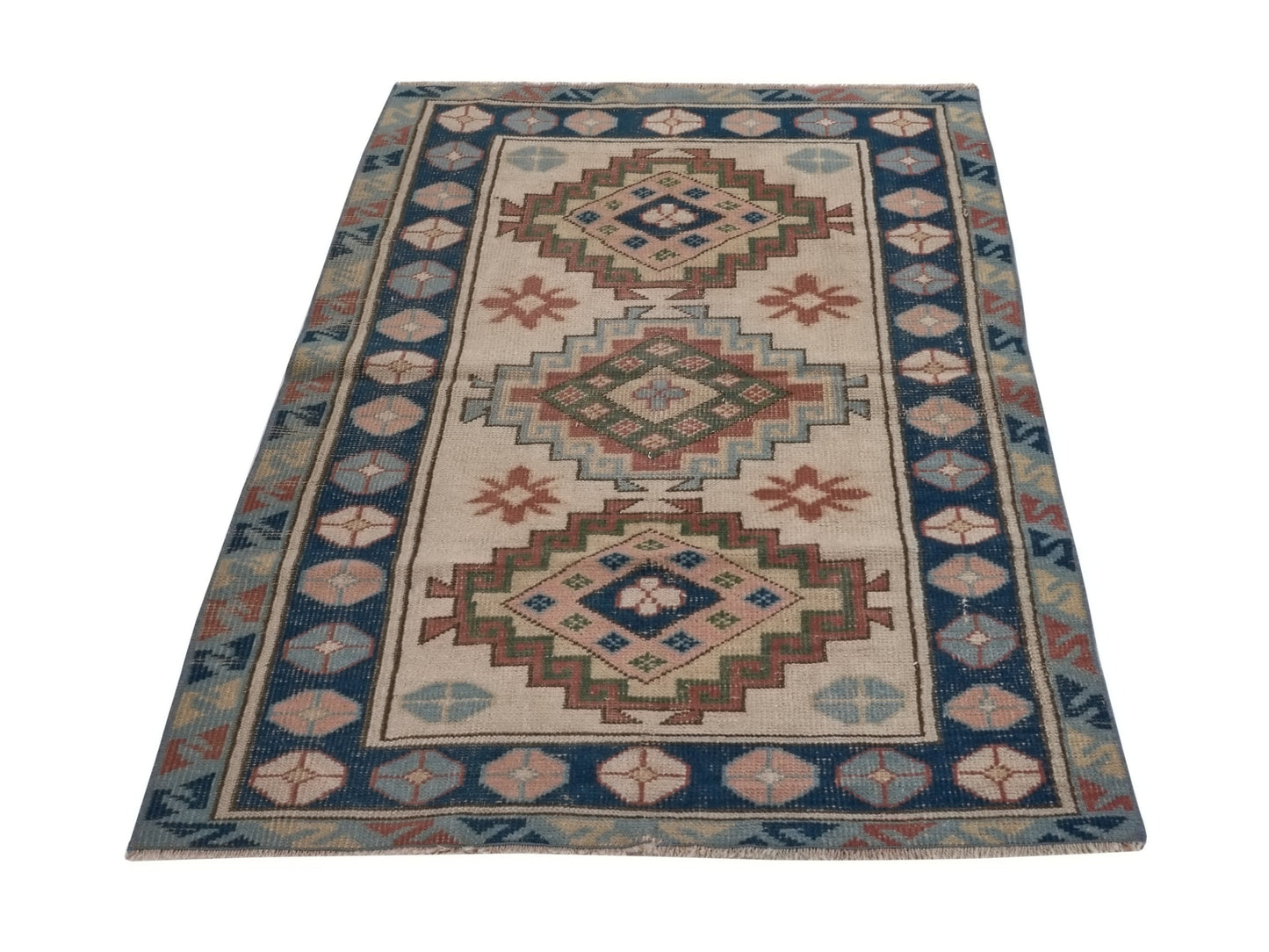 Scandinavian Oushak Rug, Turkish Rug, Vintage Rug, Bedroom Handmade Rug, Carpet rug, Unique Rug, Geometric Oushak Rug, Small Rug 3x5, 8776