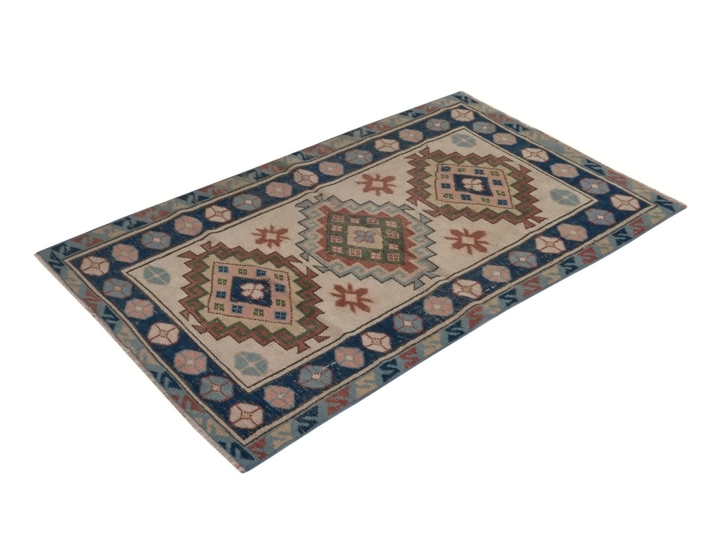Scandinavian Oushak Rug, Turkish Rug, Vintage Rug, Bedroom Handmade Rug, Carpet rug, Unique Rug, Geometric Oushak Rug, Small Rug 3x5, 8776
