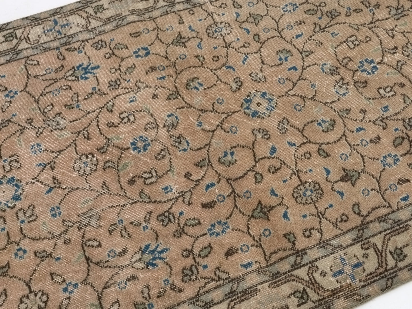 Wool Turkish Rug, Small Area Rug, Vintage Oushak Rug, 4x7 Rug, Handmade Rug, Vintage Small Rug, Bedroom rug, Office rug, Floral rug, 8766