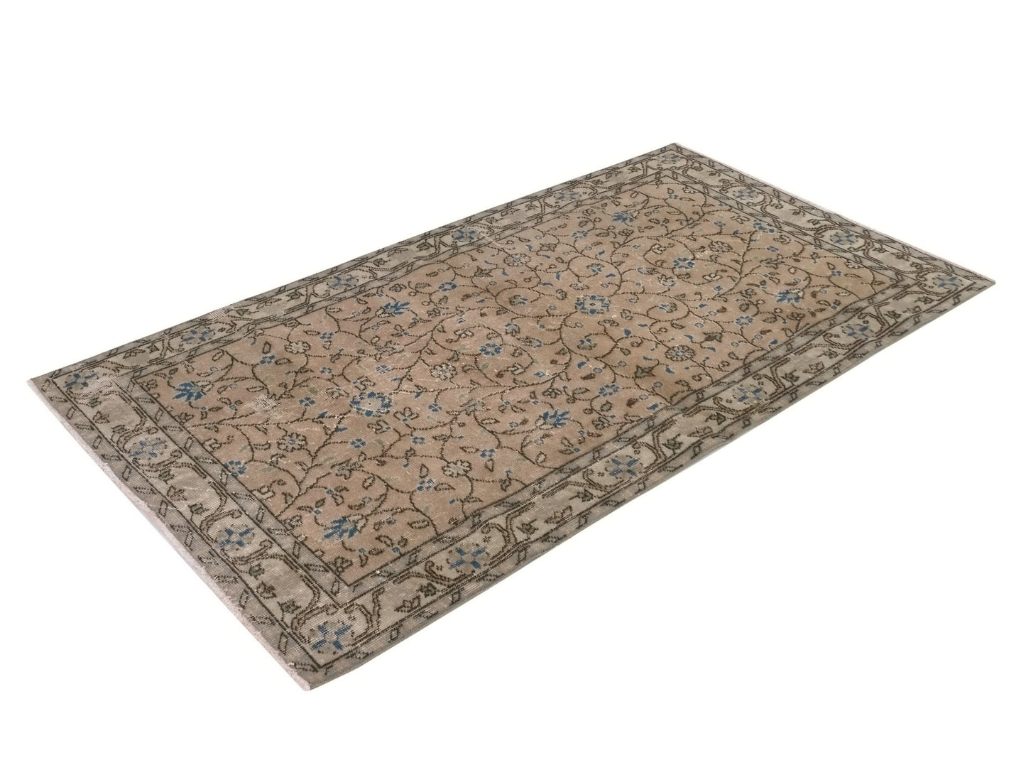 Wool Turkish Rug, Small Area Rug, Vintage Oushak Rug, 4x7 Rug, Handmade Rug, Vintage Small Rug, Bedroom rug, Office rug, Floral rug, 8766