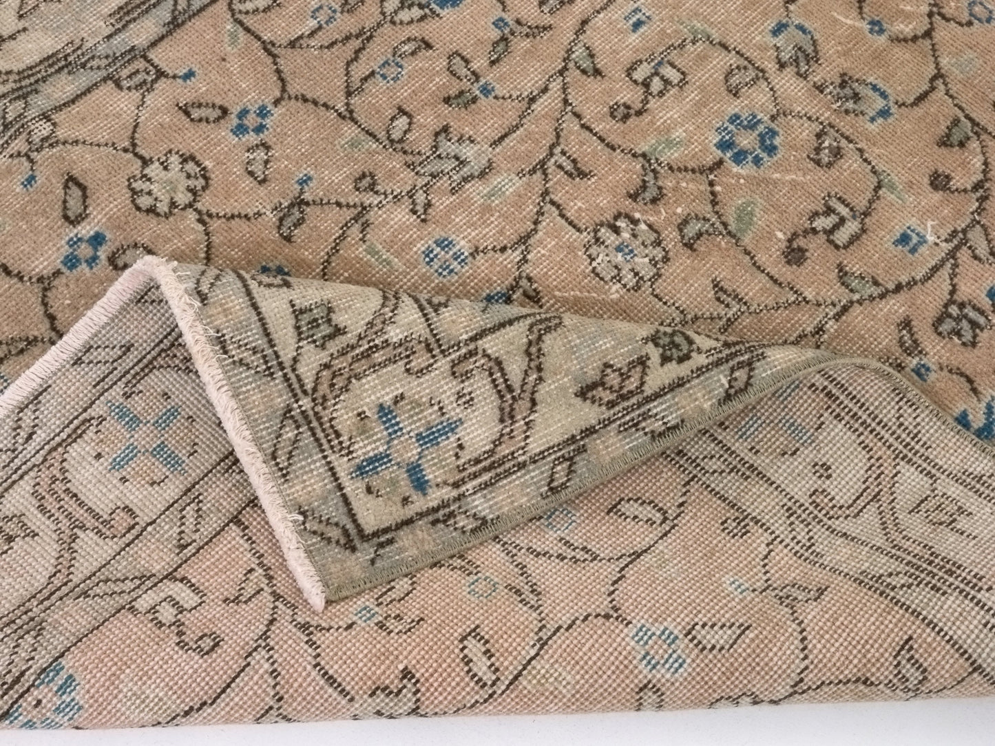 Wool Turkish Rug, Small Area Rug, Vintage Oushak Rug, 4x7 Rug, Handmade Rug, Vintage Small Rug, Bedroom rug, Office rug, Floral rug, 8766