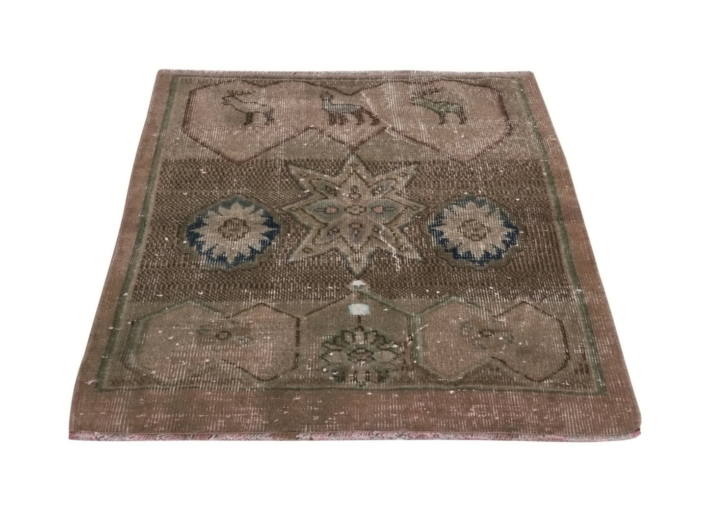 Small Oushak Rug, Vintage Rug, Turkish Rug, 3x3 Rug, Door mat rug, Bath mat rug, Handmade Small Carpet rug, Entrway rug, 8735