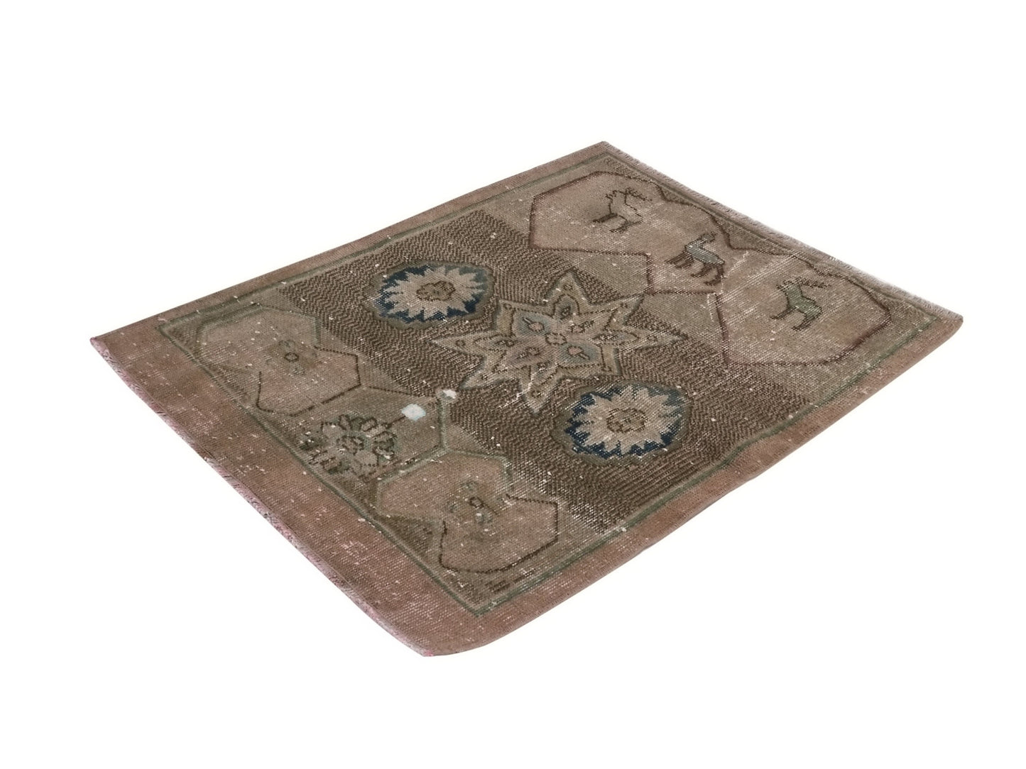 Small Oushak Rug, Vintage Rug, Turkish Rug, 3x3 Rug, Door mat rug, Bath mat rug, Handmade Small Carpet rug, Entrway rug, 8735