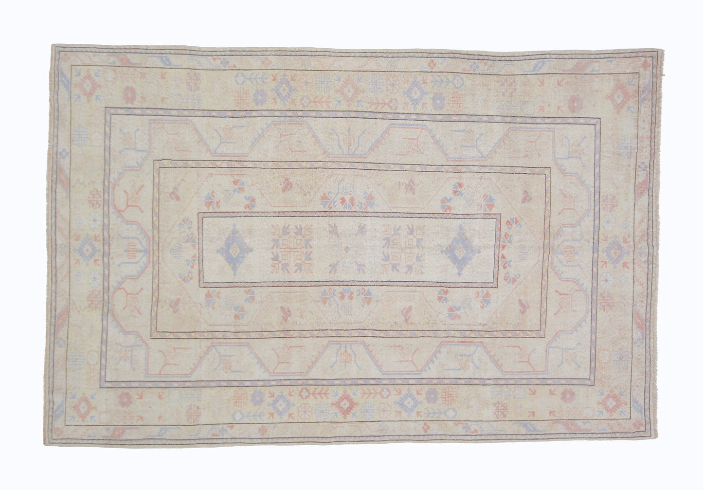 Rug 7x10, Floral Vintage Rug, Beige Oushak Rug, 1970's Turkish Rug, Unique Rug, Anatolia rug, Carpet rug, Bedroom rug, Bohemian rug, 7124