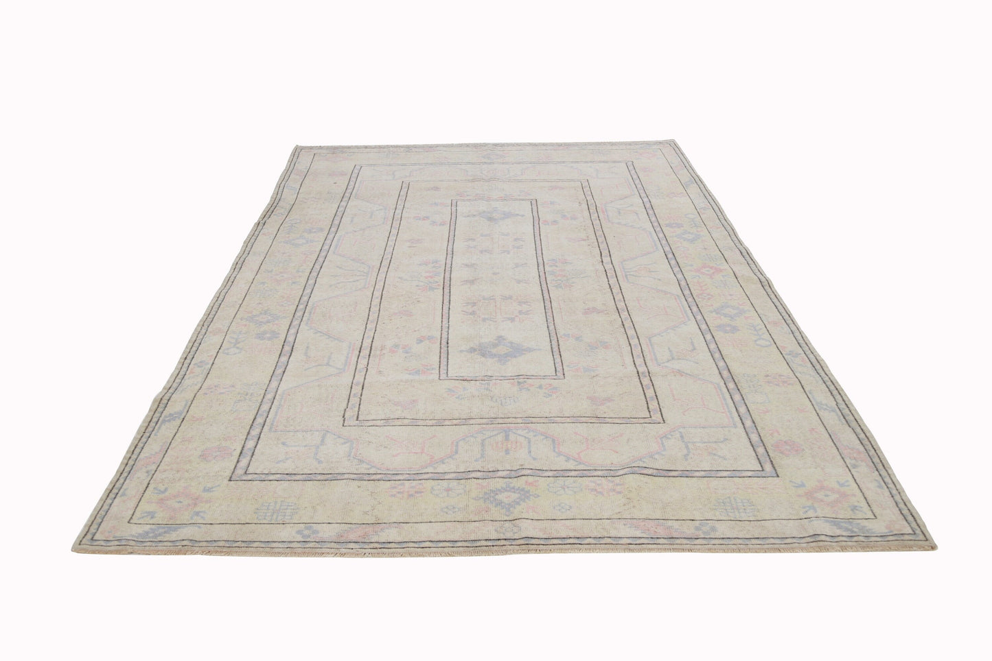 Rug 7x10, Floral Vintage Rug, Beige Oushak Rug, 1970's Turkish Rug, Unique Rug, Anatolia rug, Carpet rug, Bedroom rug, Bohemian rug, 7124