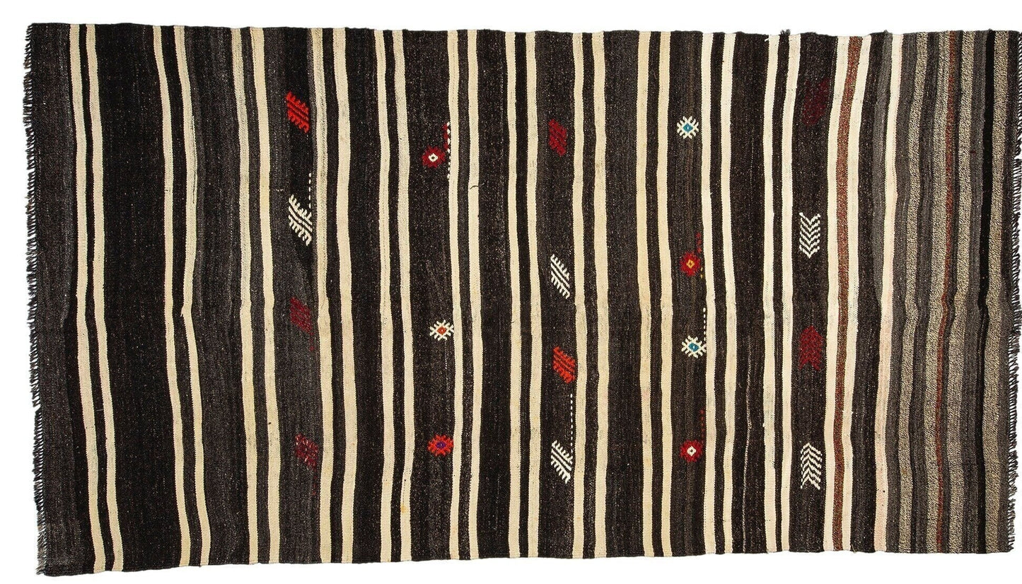Kilim Rug Striped,Turkish Kilim Unique,Modern Vintage Kilim,Living Room Rug,One of a kind Rug,Minimalist Rug,Kilim Rug 5x10,5998