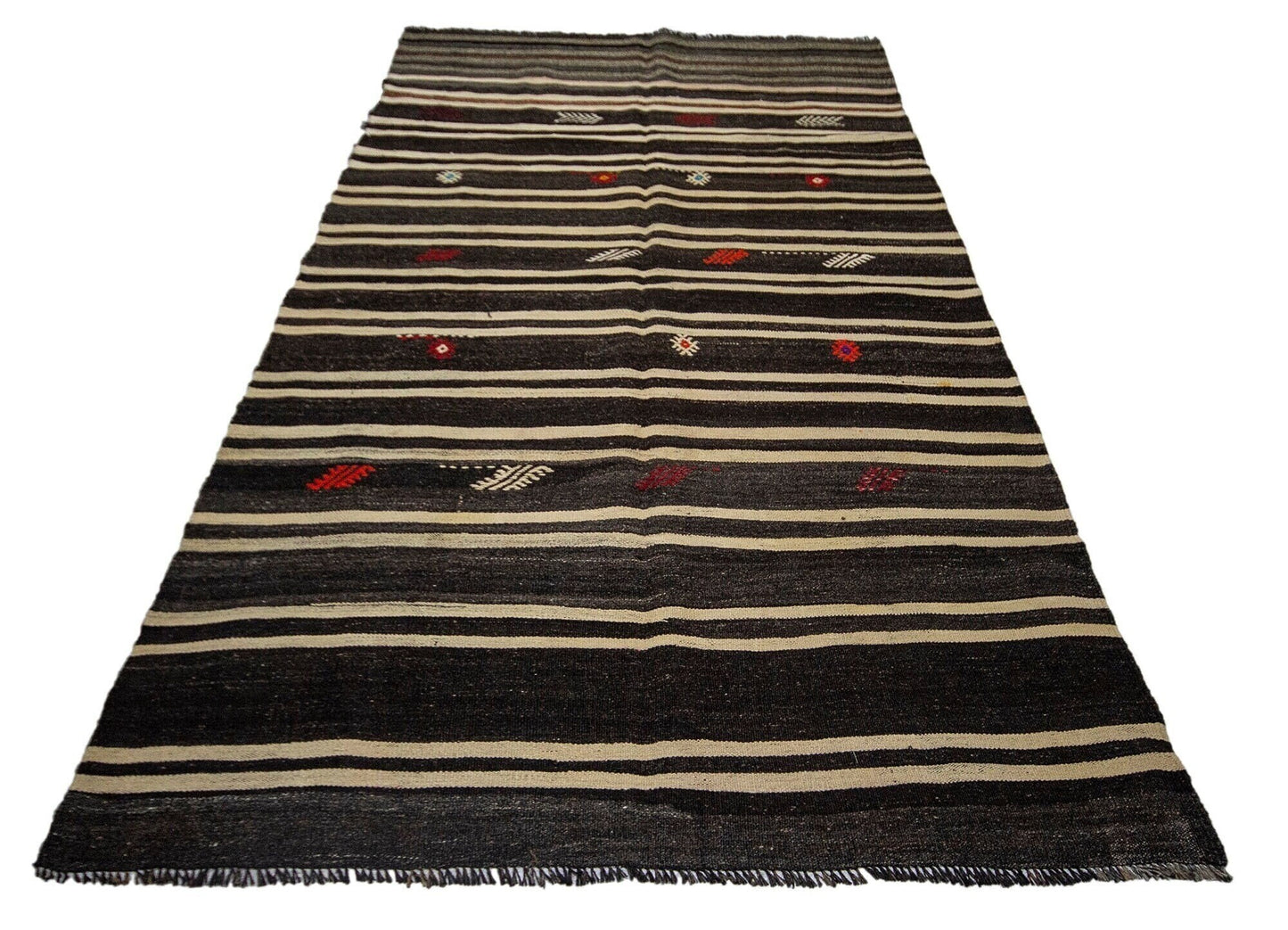 Kilim Rug Striped,Turkish Kilim Unique,Modern Vintage Kilim,Living Room Rug,One of a kind Rug,Minimalist Rug,Kilim Rug 5x10,5998