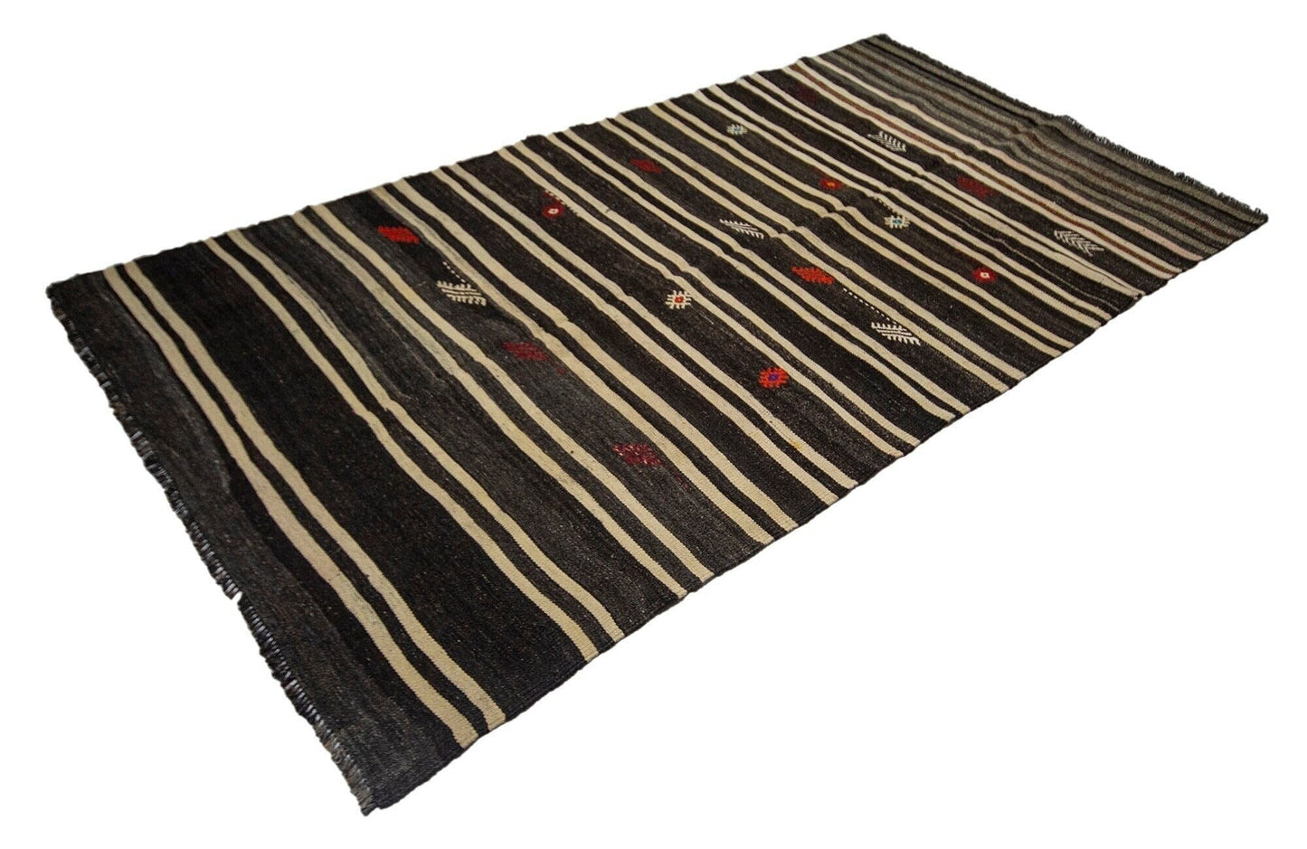 Kilim Rug Striped,Turkish Kilim Unique,Modern Vintage Kilim,Living Room Rug,One of a kind Rug,Minimalist Rug,Kilim Rug 5x10,5998