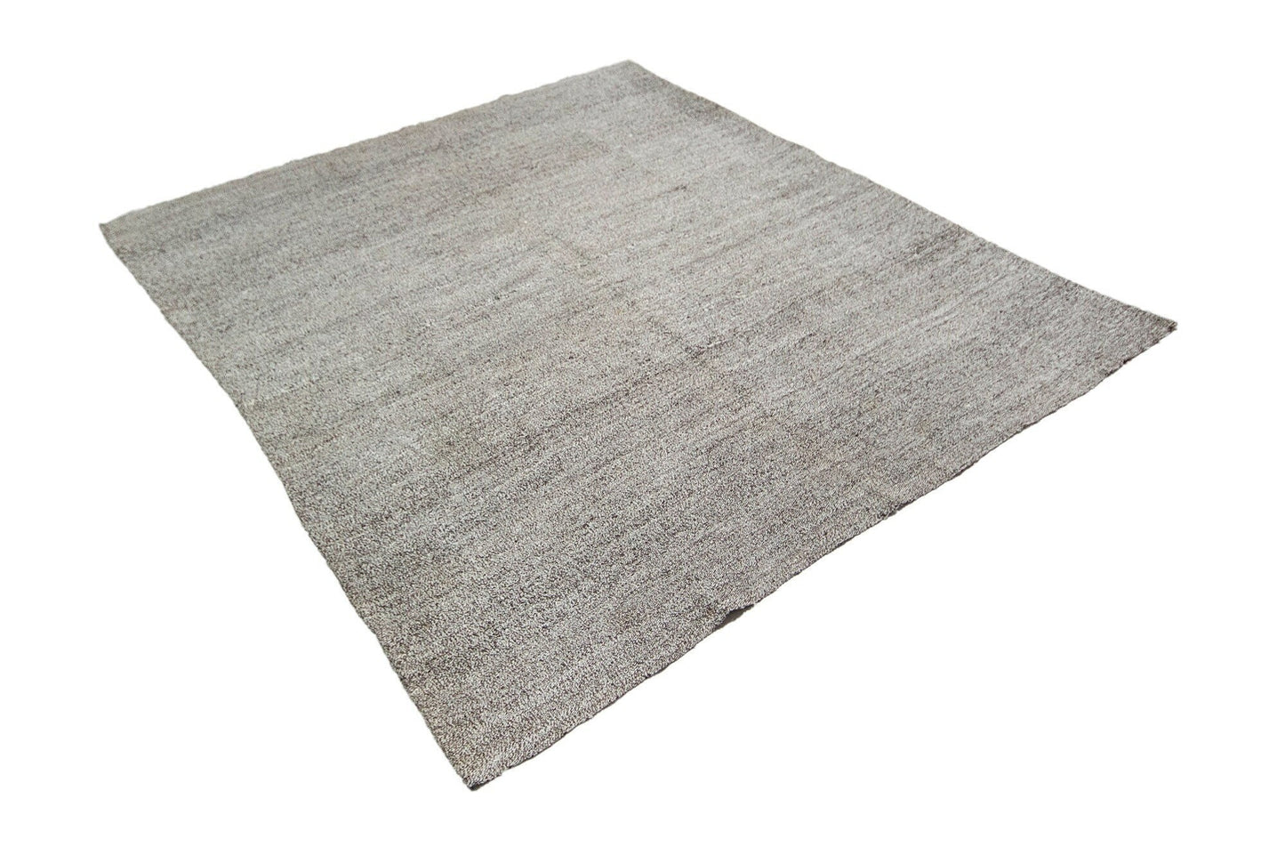Plain Gray Square Kilim Rug, Gray Goat Hair Kilim Rug, Vintage Turkish Kilim Rug, 4739