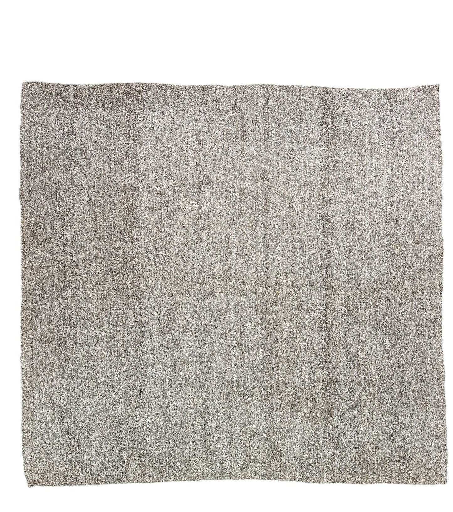 Plain Gray Square Kilim Rug, Gray Goat Hair Kilim Rug, Vintage Turkish Kilim Rug, 4739