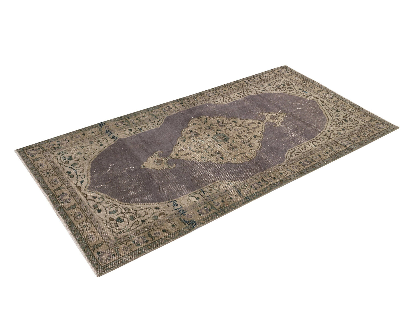 Muted Purple Vintage Rug , Anatolian Handmade Neutral Rug , 4x6 Antique Oushak Rug , Traditional Turkish Rug , Small Area Rug 8719