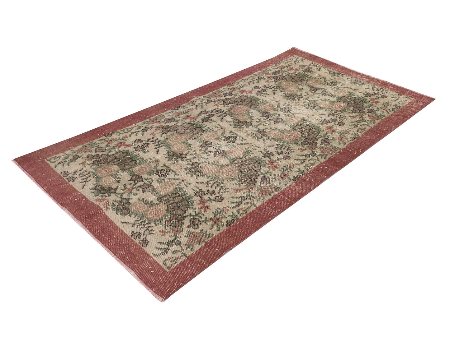 4x7 Boho Unique Handmade Rug ,Anatolia Vintage Oushak Rug ,Turkish Neutral Rug ,Antique Rug ,Small Rug ,8700