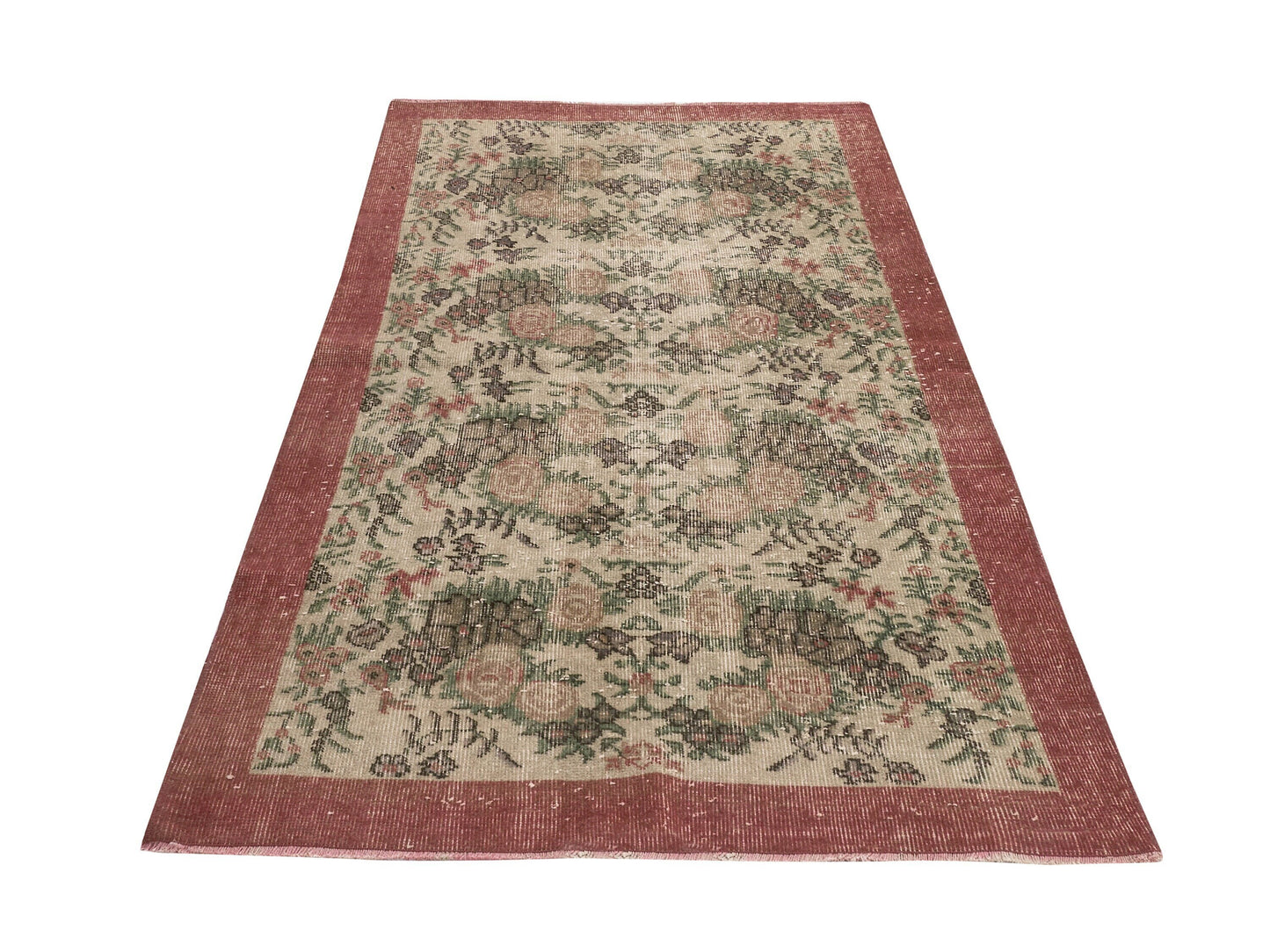 4x7 Boho Unique Handmade Rug ,Anatolia Vintage Oushak Rug ,Turkish Neutral Rug ,Antique Rug ,Small Rug ,8700