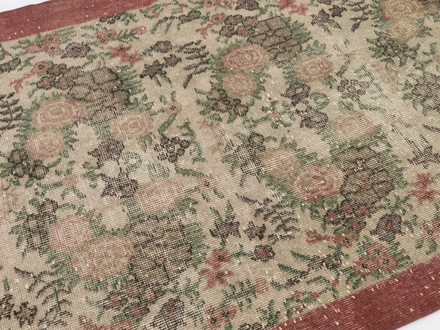 4x7 Boho Unique Handmade Rug ,Anatolia Vintage Oushak Rug ,Turkish Neutral Rug ,Antique Rug ,Small Rug ,8700