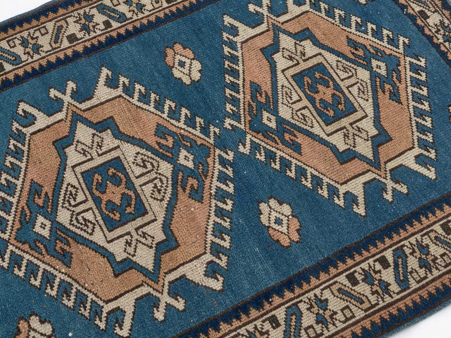 3x4 Blue Small Vintage rug, Anatolian Oushak rug, Turkey rug, Turkish Rug, Geometric rug, Old Rug, Handmade rug ,Traditional rug,8656