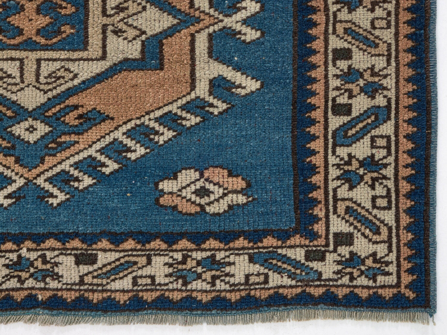 3x4 Blue Small Vintage rug, Anatolian Oushak rug, Turkey rug, Turkish Rug, Geometric rug, Old Rug, Handmade rug ,Traditional rug,8656