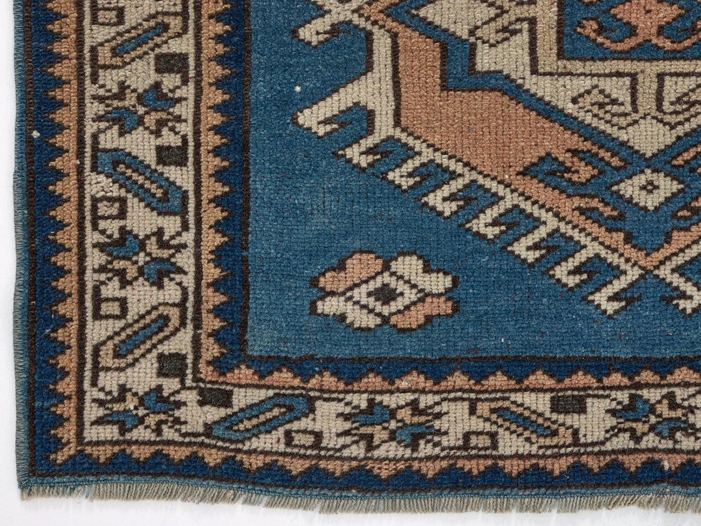 3x4 Blue Small Vintage rug, Anatolian Oushak rug, Turkey rug, Turkish Rug, Geometric rug, Old Rug, Handmade rug ,Traditional rug,8656