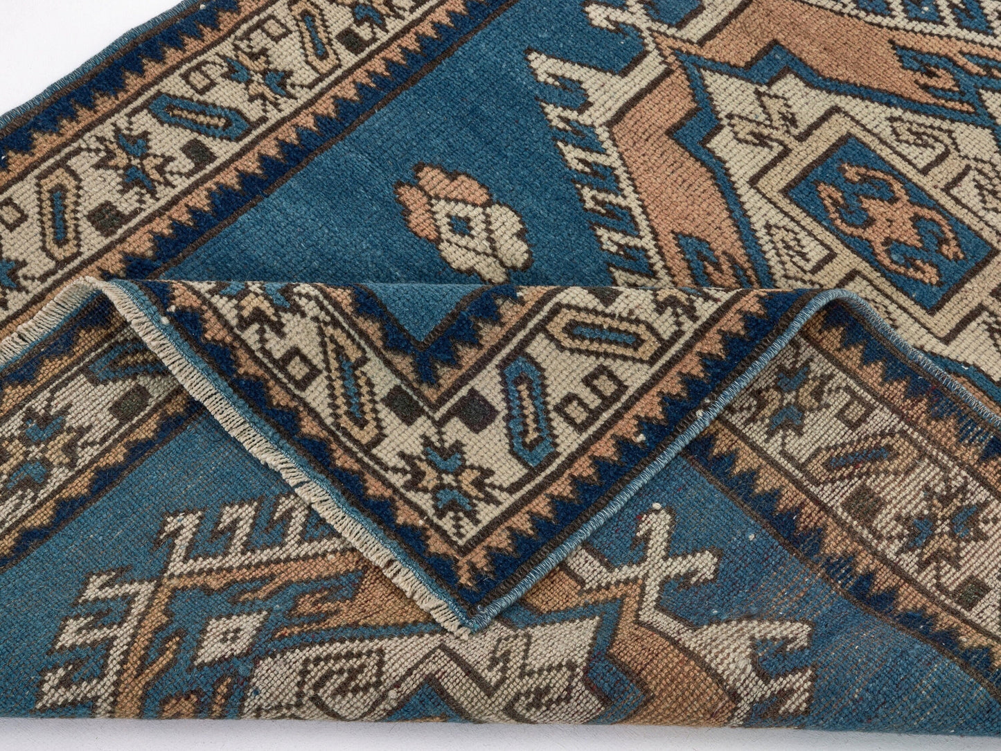 3x4 Blue Small Vintage rug, Anatolian Oushak rug, Turkey rug, Turkish Rug, Geometric rug, Old Rug, Handmade rug ,Traditional rug,8656