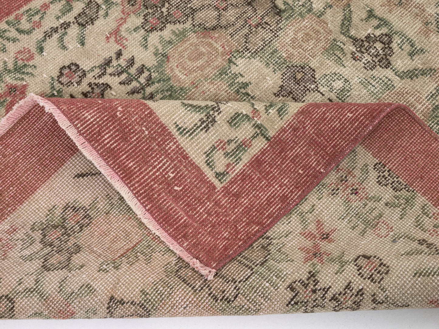 4x7 Boho Unique Handmade Rug ,Anatolia Vintage Oushak Rug ,Turkish Neutral Rug ,Antique Rug ,Small Rug ,8700