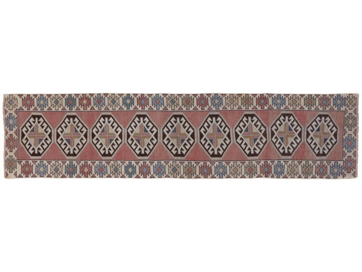 2x9 Turkish Oushak Vintage Runner rug, Anatolia Handmade Runner Rug, Kitchen runner, Hallway runner, Carpet runner, Bedroom rug, 8666