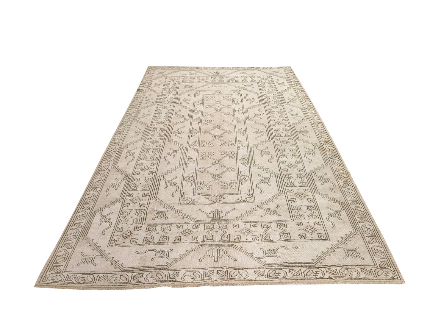 Neutral Oushak Area Rug, 7x11 Rug, One of a kind Turkish Vintage rug, Living room rug, Entryway rug, Farmhouse, Carpet rug, Wool rug, 9947