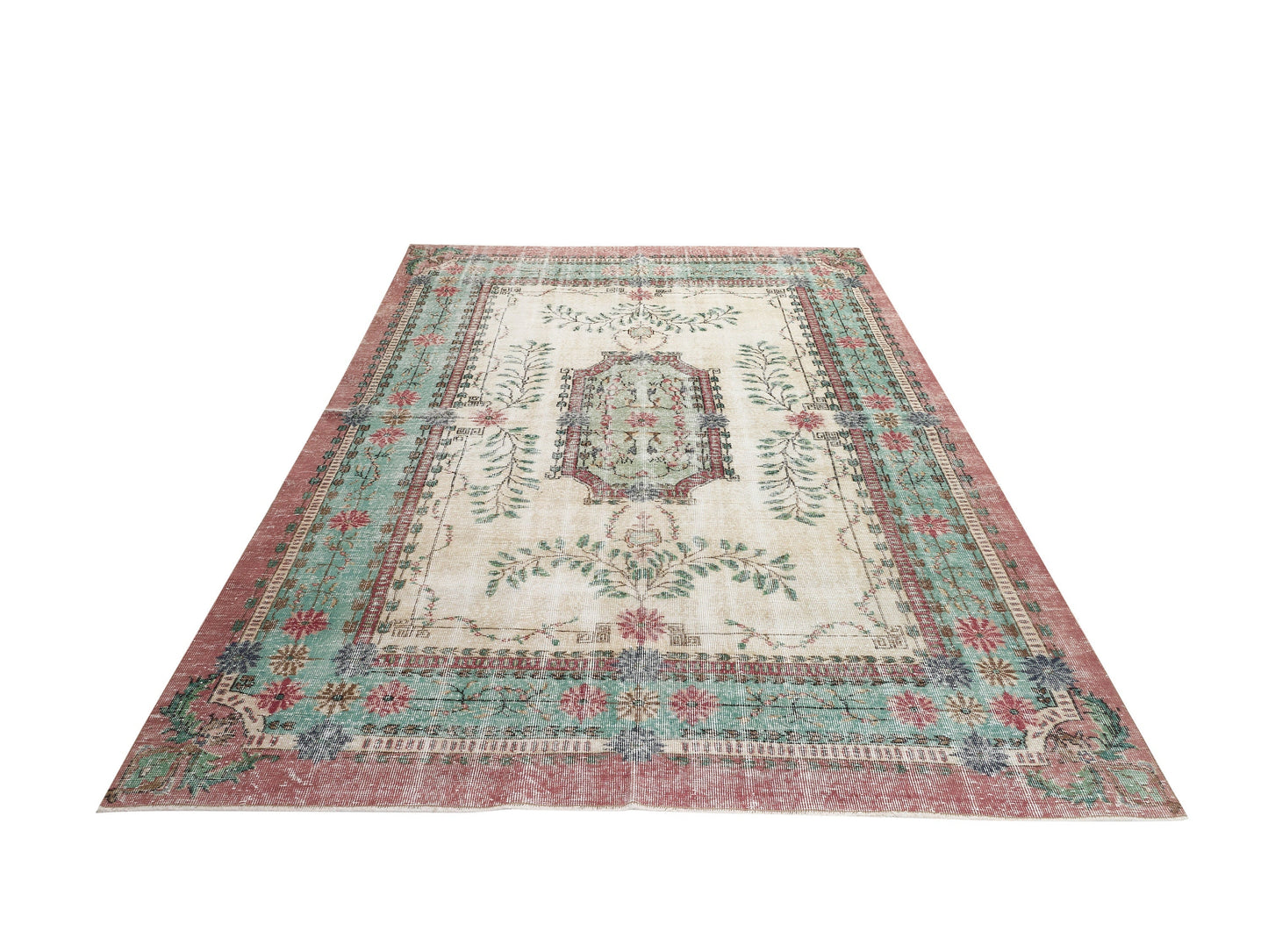 Retro Vintage Turkish Carpet Rug, 7x11 Rug, Oushak Area rug, Bohemian Rug, Handmade Rug, Rug for living room, Office rug, Bedroom rug, 10424