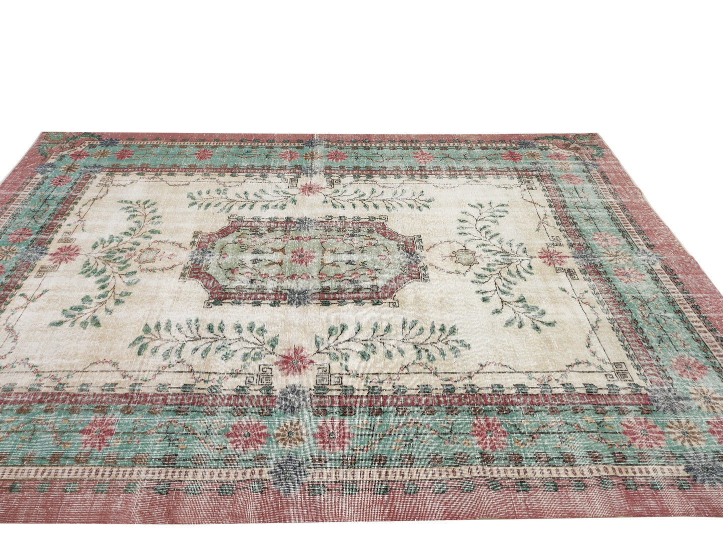 Retro Vintage Turkish Carpet Rug, 7x11 Rug, Oushak Area rug, Bohemian Rug, Handmade Rug, Rug for living room, Office rug, Bedroom rug, 10424