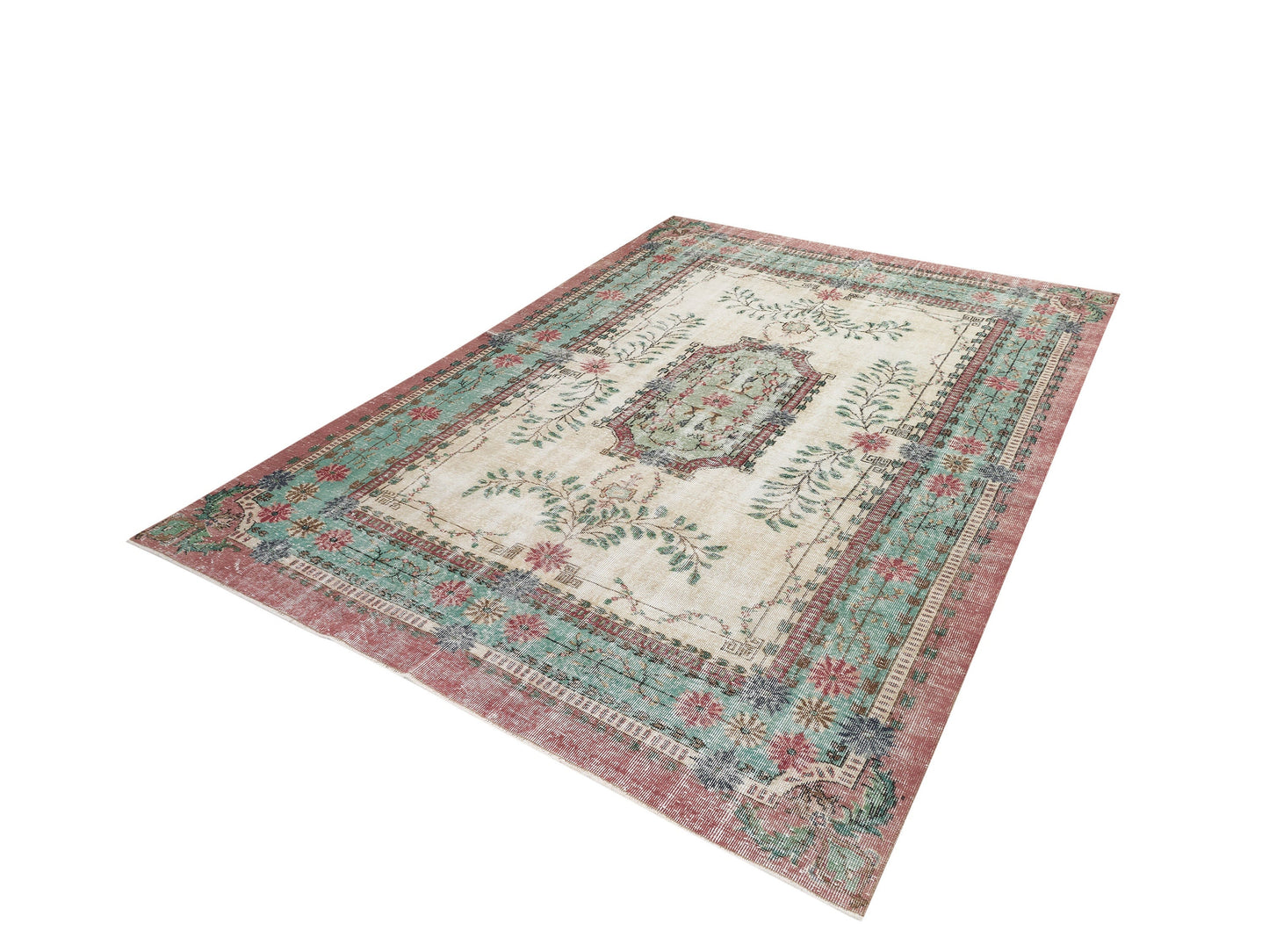 Retro Vintage Turkish Carpet Rug, 7x11 Rug, Oushak Area rug, Bohemian Rug, Handmade Rug, Rug for living room, Office rug, Bedroom rug, 10424