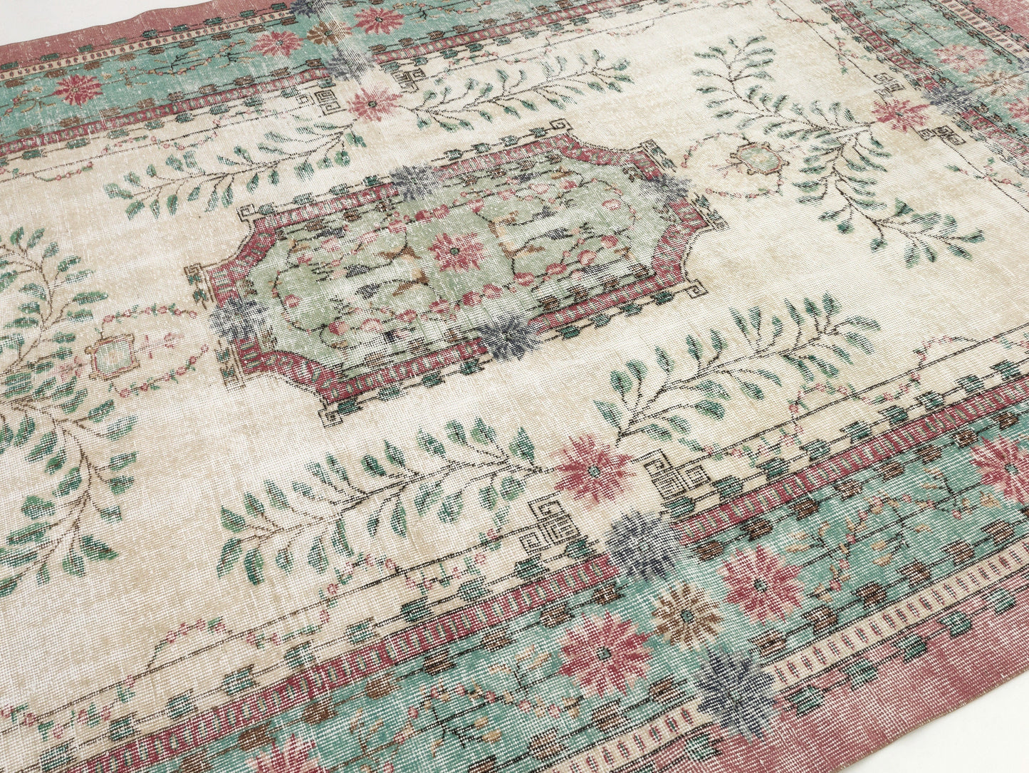 Retro Vintage Turkish Carpet Rug, 7x11 Rug, Oushak Area rug, Bohemian Rug, Handmade Rug, Rug for living room, Office rug, Bedroom rug, 10424
