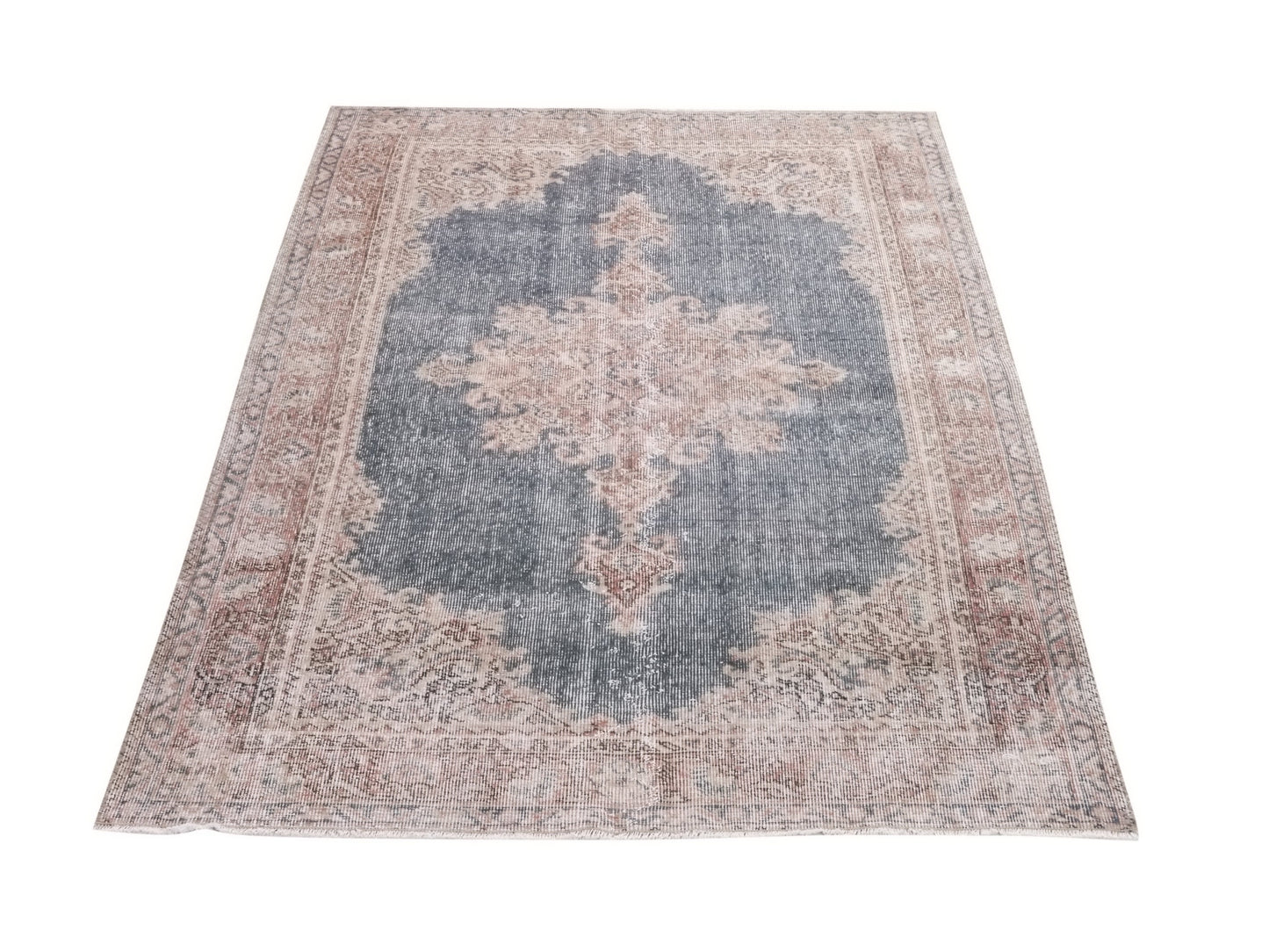 Stunning Blue Vintage Rug , Anatolian Handwoven Neutral Rug, Antique Oushak Rug , Traditional Turkish Rug , Small Rug , Navy Blue, Rug, 8719