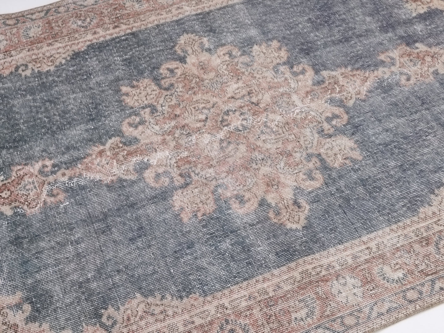 Stunning Blue Vintage Rug , Anatolian Handwoven Neutral Rug, Antique Oushak Rug , Traditional Turkish Rug , Small Rug , Navy Blue, Rug, 8719