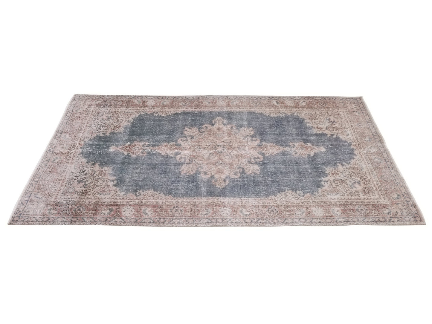 Stunning Blue Vintage Rug , Anatolian Handwoven Neutral Rug, Antique Oushak Rug , Traditional Turkish Rug , Small Rug , Navy Blue, Rug, 8719