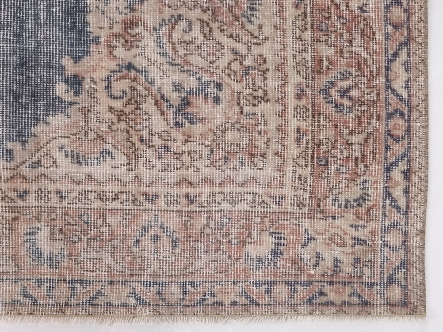 Stunning Blue Vintage Rug , Anatolian Handwoven Neutral Rug, Antique Oushak Rug , Traditional Turkish Rug , Small Rug , Navy Blue, Rug, 8719