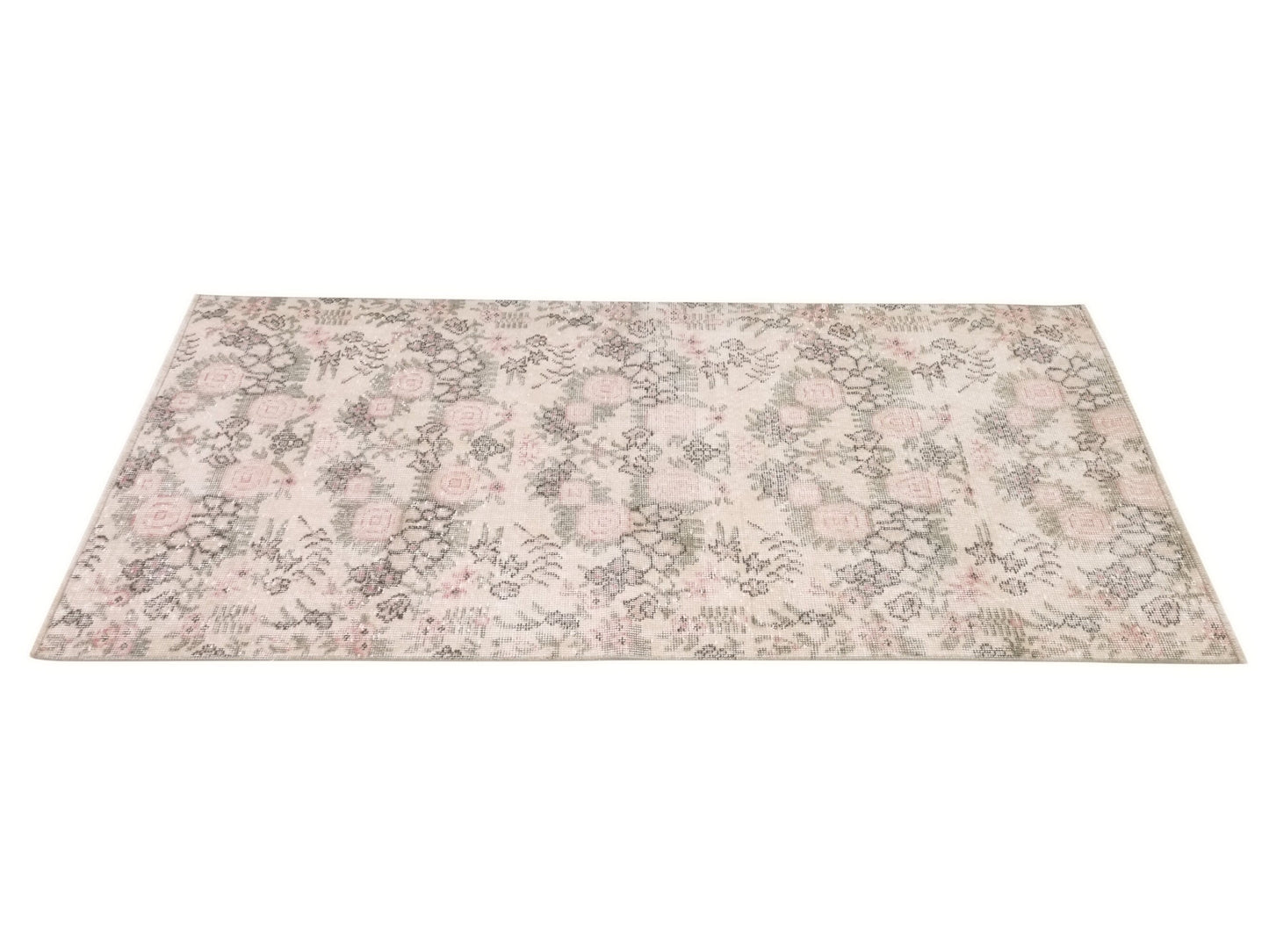 3x6 Vintage Oushak Rug , Anatolian Handmade rug , Antique Turkish rug, Old Unique rug , Soft neutral rug , Ethnic rug, Floral rug, 10325