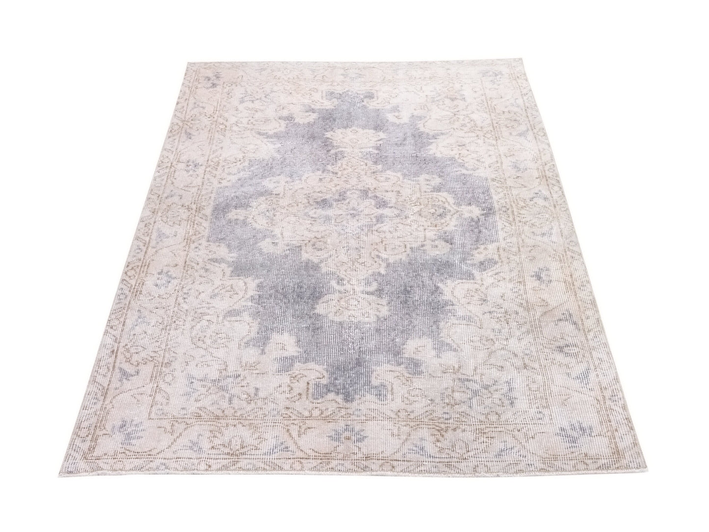 Scandinavian Oushak Rug, Turkish Rug 4x7, Handmade Vintage Rug, Bedroom Carpet rug, One of a kind Office Rug, Navy Blue, White, Rug, 10316