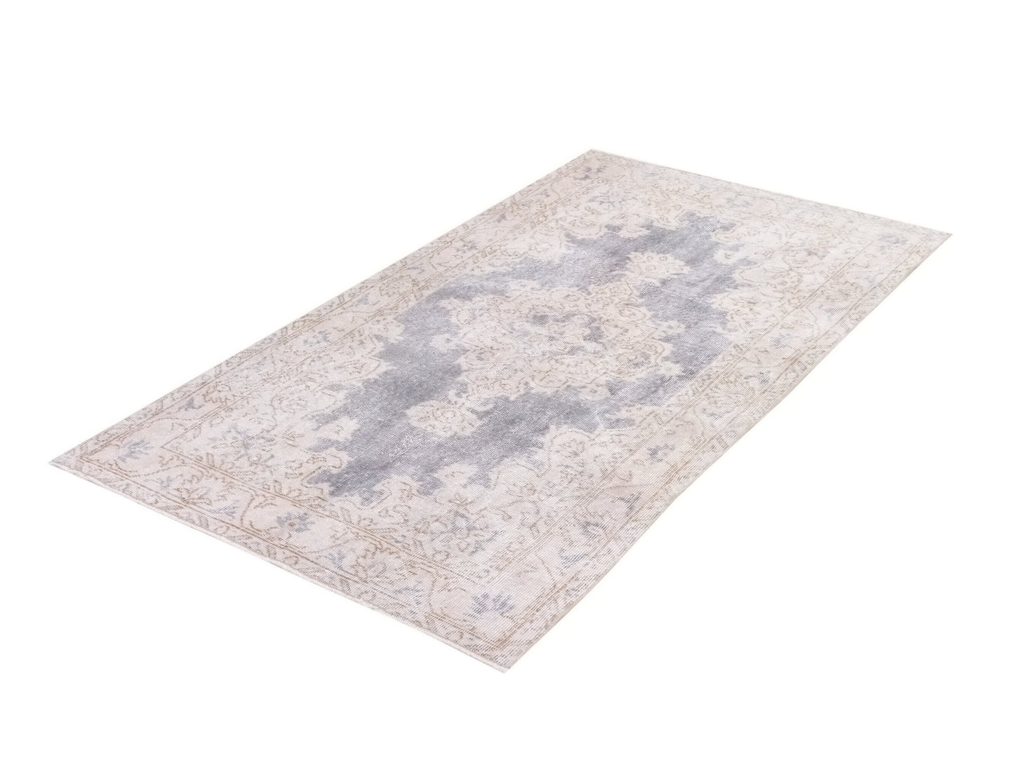 Scandinavian Oushak Rug, Turkish Rug 4x7, Handmade Vintage Rug, Bedroom Carpet rug, One of a kind Office Rug, Navy Blue, White, Rug, 10316