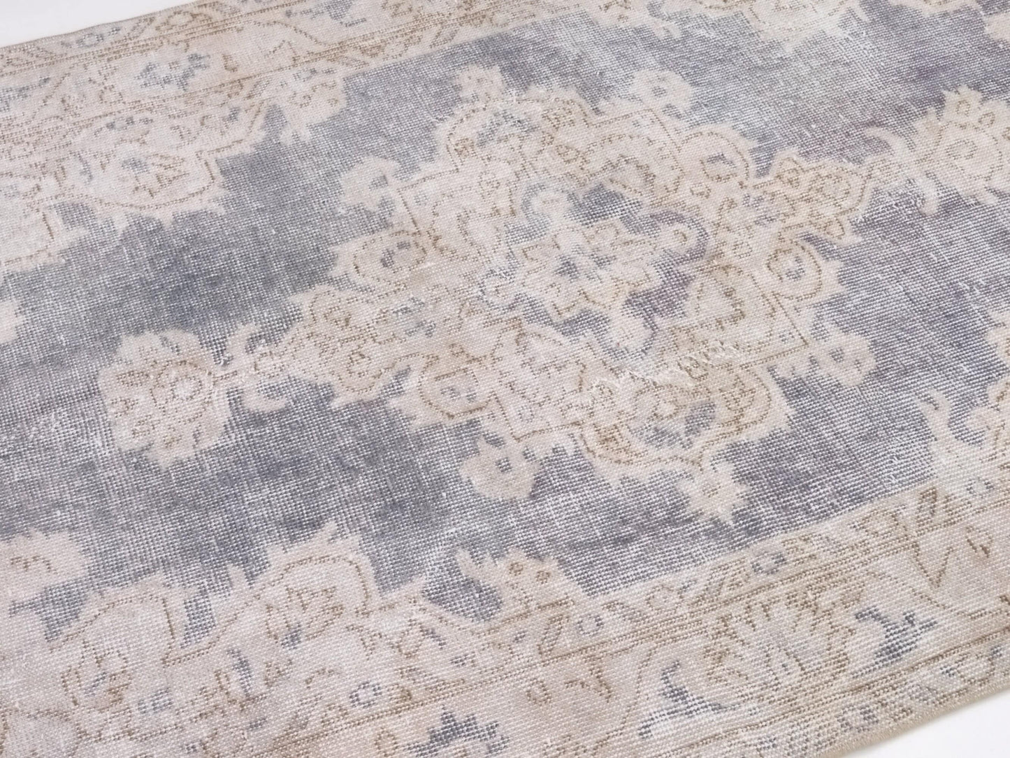 Scandinavian Oushak Rug, Turkish Rug 4x7, Handmade Vintage Rug, Bedroom Carpet rug, One of a kind Office Rug, Navy Blue, White, Rug, 10316