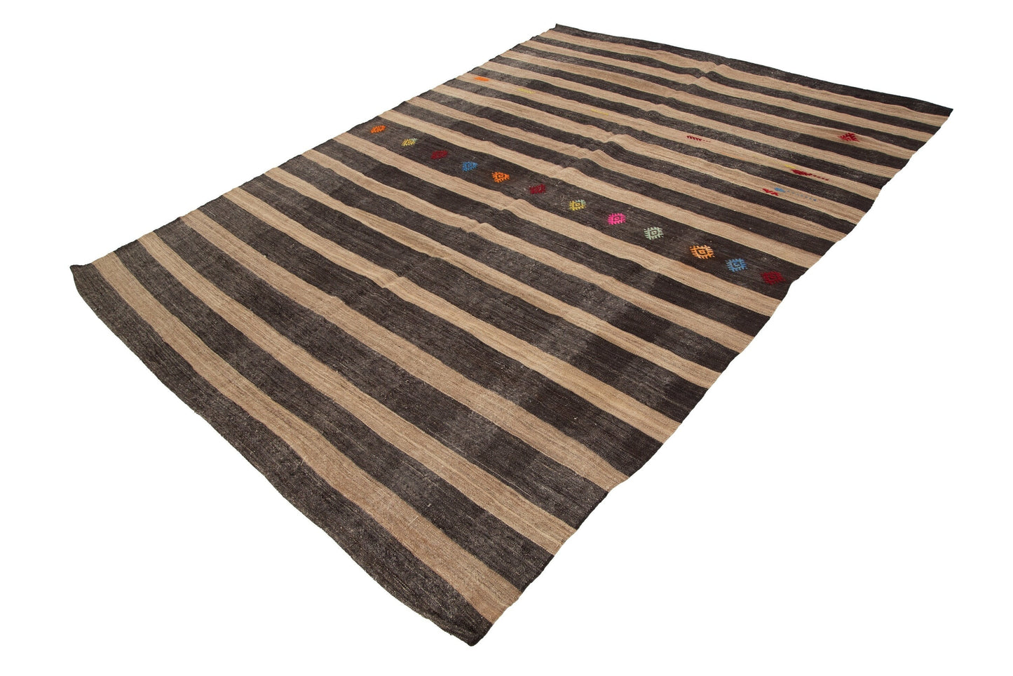 Organic Brown Kilim Rug, Turkish Kilim, Neutral Vintage Rug, Turkish Rug, Handmade Flat Weave Area Rug, Brown Rug 8x11, Old Kilim Rug, 7172